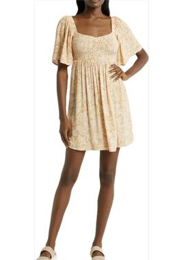 Roxy Golden Dawn Floral Peach Mini Dress Size Medium